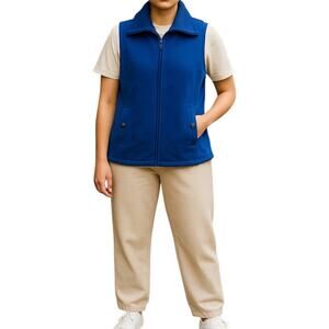 Lands' End Blue Fleece Zip Vest Jacket Size XL